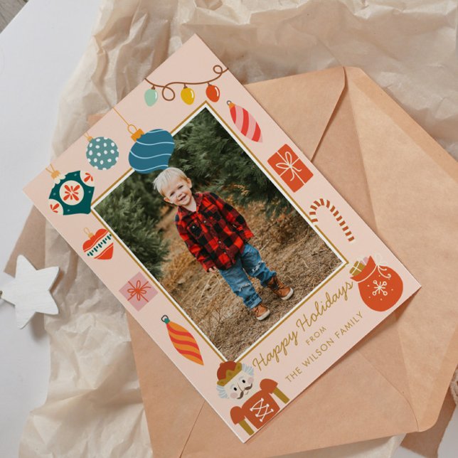 Cartão De Festividades Enfeites Festivos de Natal Foto de Férias  (Criador carregado)