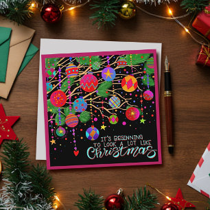 Cartão De Festividades Enfeites Festivos Rosa Música de Natal Inspirativi