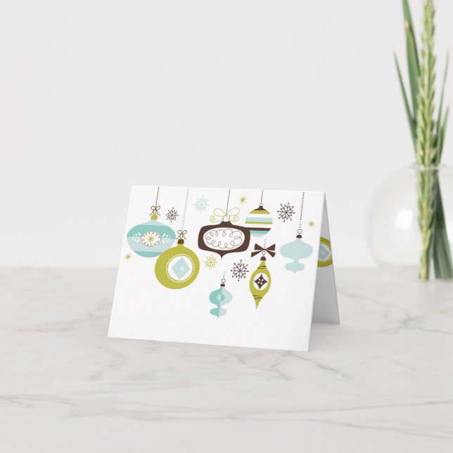 Cartão De Festividades Enfeites Retrô, Feliz Natal (Frente)