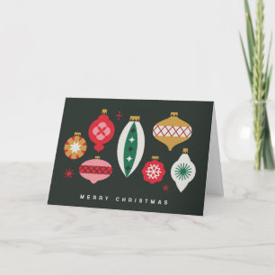 Cartão De Festividades Enfeites Retro - Feliz Natal