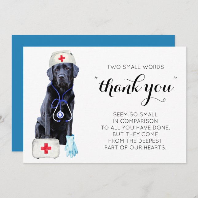 Cartão De Festividades Enfermagem Médica Bonita Cão Obrigado Enfermeiras  (Frente/Verso)