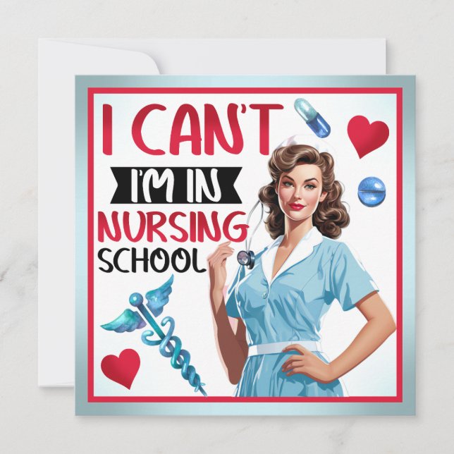 Cartão De Festividades Enfermeira Nostálgica Bonita Se Aproxima Na Enferm (Frente)