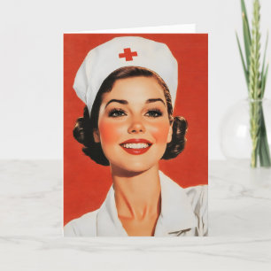 Cartão De Festividades Enfermeira Retro Mulher