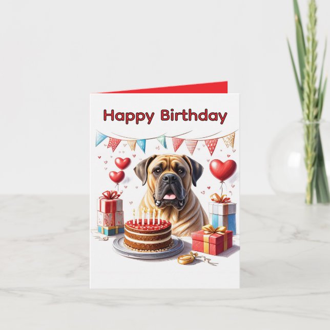 Cartão De Festividades Englische Dogge Mastiff Birthday  (Frente)