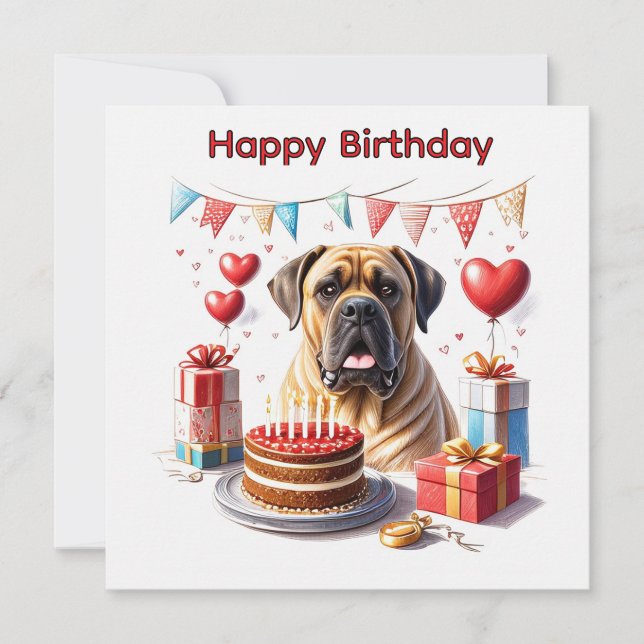 Cartão De Festividades Englische Dogge Mastiff Birthday  (Frente)