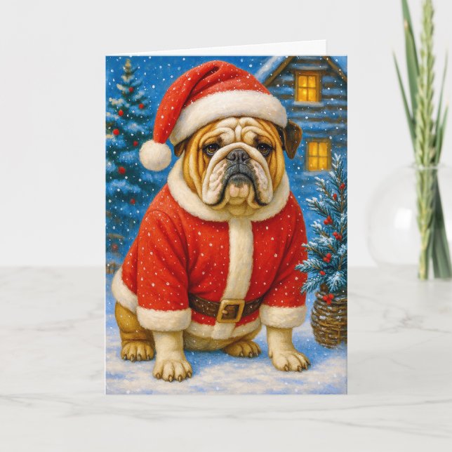 Cartão De Festividades English Bulldog Holiday Card (Frente)