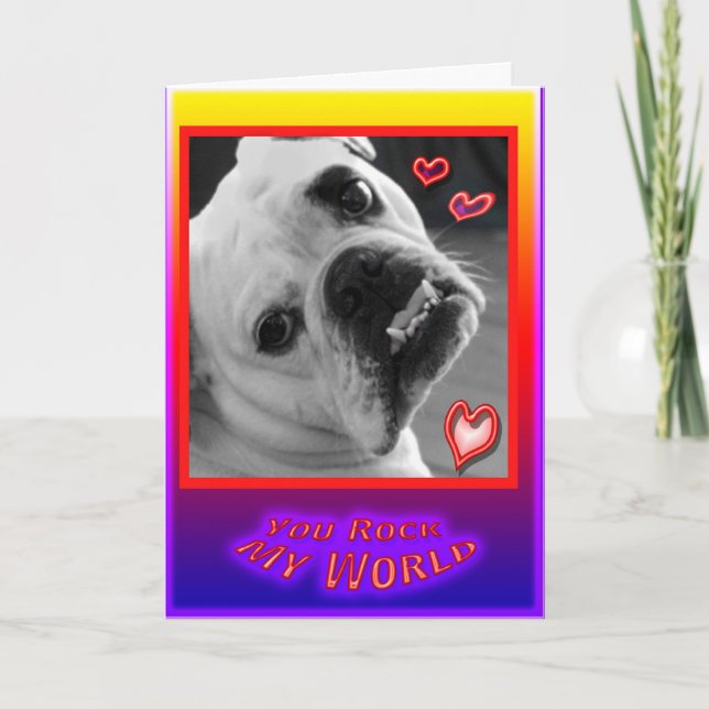 Cartão De Festividades English Bulldog Valentines Day Card (Frente)