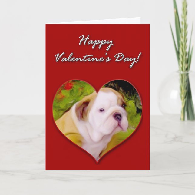 Cartão De Festividades English Bulldog Valentines Day Card (Frente)
