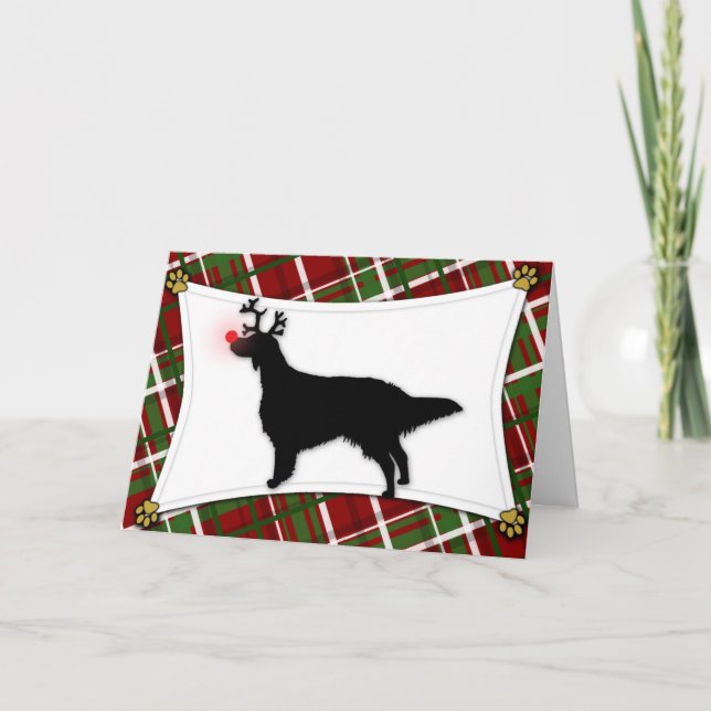 Cartão De Festividades English Setter Reindeer Christmas Card (Frente)