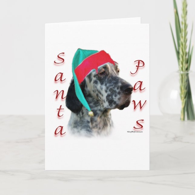 Cartão De Festividades English Setter Santa Paws (Frente)