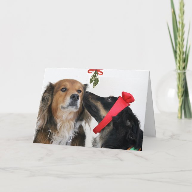 Cartão De Festividades English Shepherds under the Mistletoe card! (Frente)