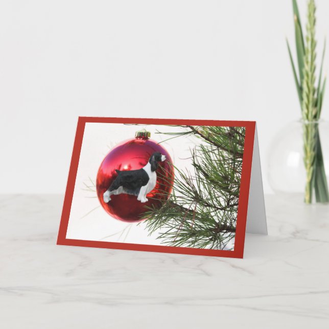 Cartão De Festividades English Springer Spaniel Christmas Card Ball (Frente)