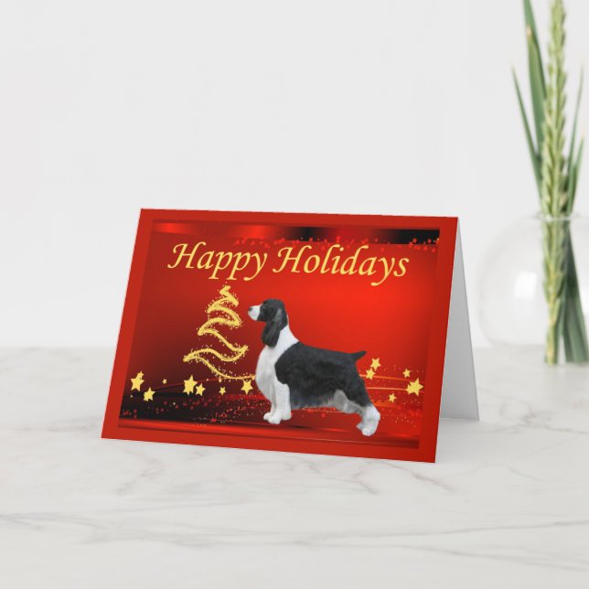 Cartão De Festividades English Springer Spaniel Christmas Card Stars (Frente)