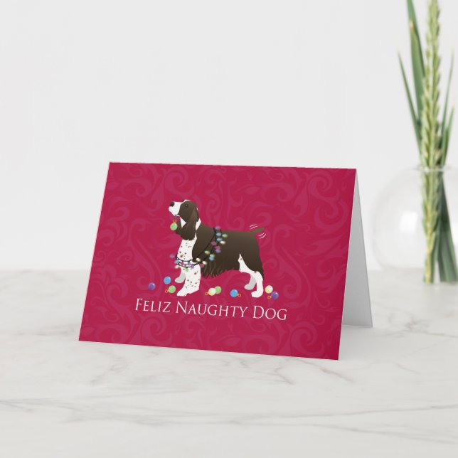 Cartão De Festividades English Springer Spaniel Christmas Design (Frente)