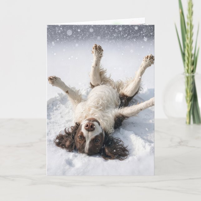 Cartão De Festividades English Springer Spaniel Snow Angel (Frente)
