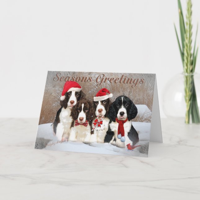 Cartão De Festividades English Springer Spaniels Season Greetings Cards (Frente)