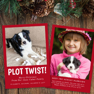 Cartão De Festividades Engraçada Foto de Família com Novo Cachorrinho no