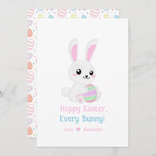 Cartão De Festividades Engraçada Páscoa De Hoppy Cada Coelhinho Branco (Frente/Verso)