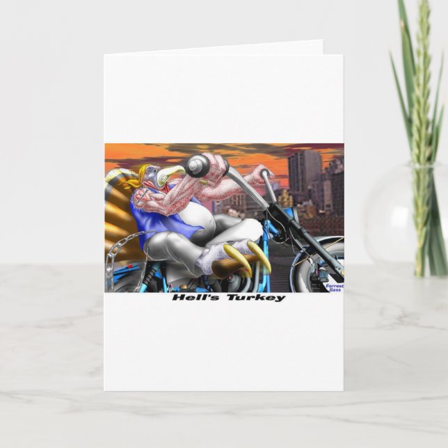 Cartão De Festividades Engraçada Turquia Ação de Graças Harley Camisetas  (Frente)