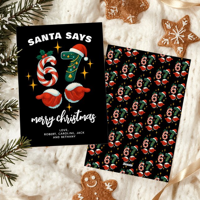 Cartão De Festividades Engraçado 6-7 Meme 67 Natal (Criador carregado)