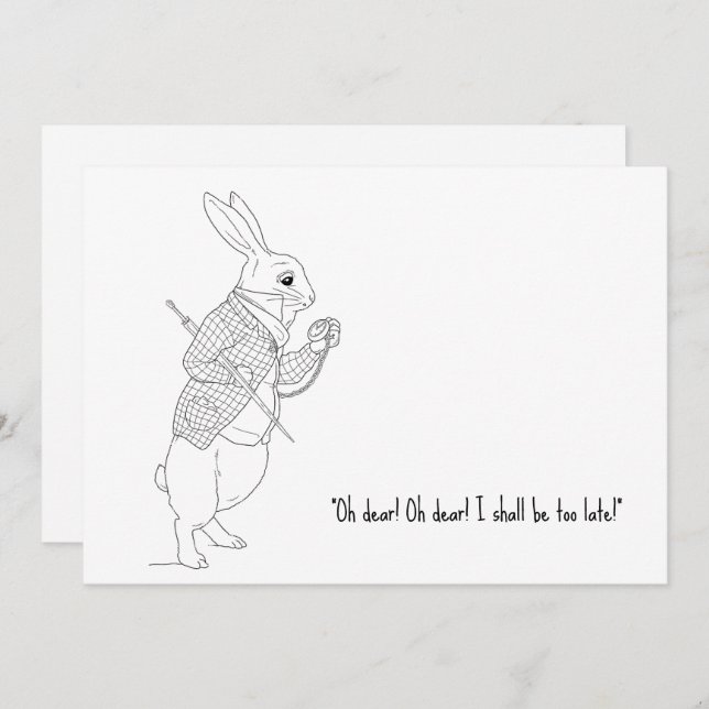 Cartão De Festividades Engraçado Atrasado Alice No País Das Maravilhas An (Frente/Verso)