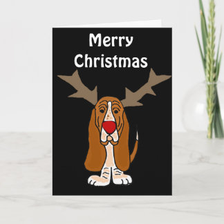 Cartão De Festividades Engraçado Basset Hound Christmas Reindeer