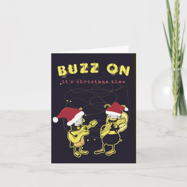 Cartão De Festividades Engraçado Buzz No Bobo De Rock Humor Black (Frente)