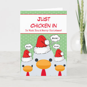 Cartão De Festividades Engraçado, Chicken No Feliz Natal