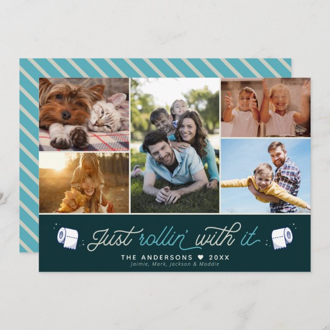 Cartão De Festividades Engraçado Colagem de Fotografias de Papel Humor Co (Frente/Verso)