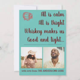 Cartão De Festividades Engraçado Colagem de Fotos de Natal Whiskey