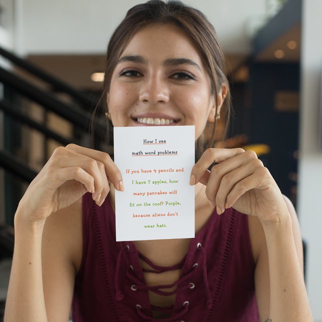 Cartão De Festividades Engraçado como vejo problemas com a palavra matemá (Funny How I See Math Word Problems Student Humor Holiday Card)