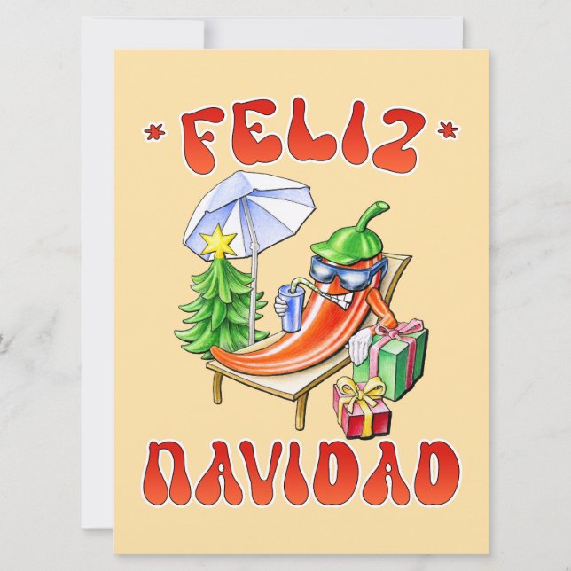 Cartão De Festividades Engraçado Feliz Navidad, Feliz Natal Feliz Chili (Frente)