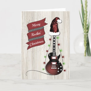 Cartão De Festividades Engraçado Guitarra Rock and Roll Christmas Musical