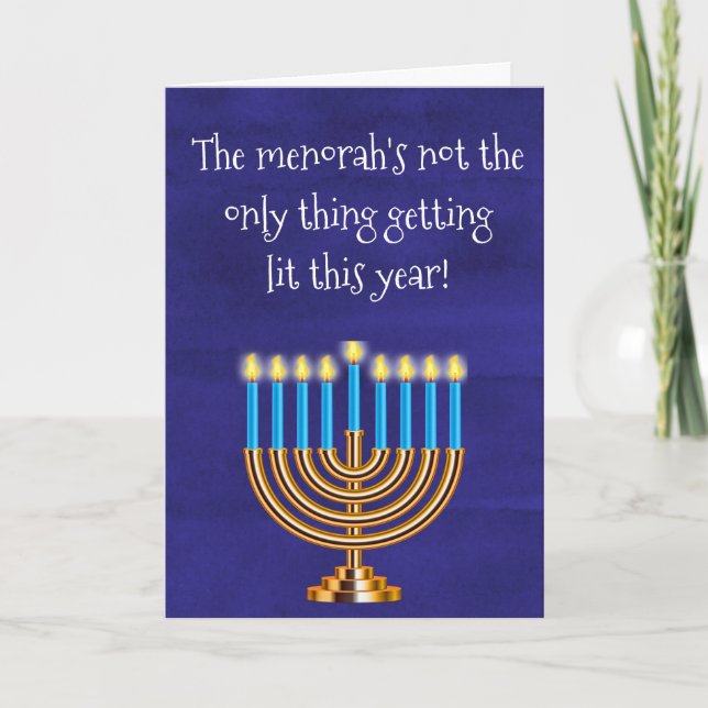 Cartão De Festividades Engraçado Hanukkah Menorah (Frente)