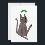 Cartão De Festividades Engraçado Humor de Gato<br><div class="desc">Aproveite um pouco de humor de férias com este design de gato alegre e divertido. Arte original de Nic Squirrell. Altere o texto no verso para personalizar.</div>