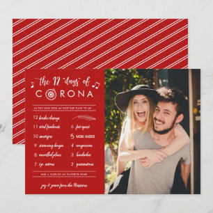 Cartão De Festividades Engraçado Moderno Doze Dias de Foto Vermelha de C