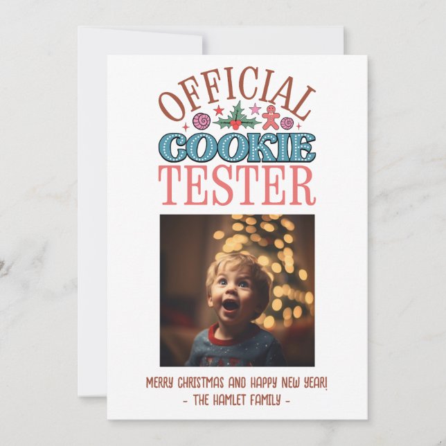 Cartão De Festividades Engraçado Natal Cookie Tester (Frente)