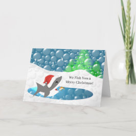 Cartão De Festividades Engraçado - Nós pescamos um Natal de Tubarão Feliz