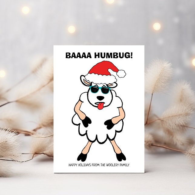 Cartão De Festividades Engraçado Ovelha Scrooge Baa Humbug Natal (Criador carregado)
