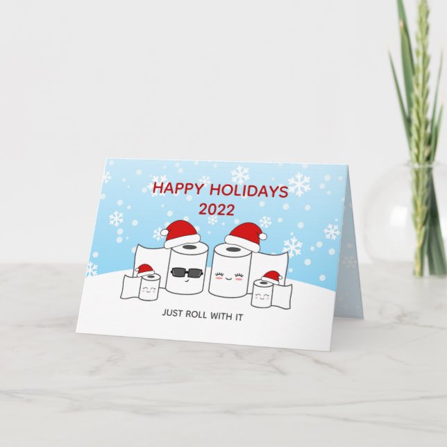 Cartão De Festividades Engraçado... Passe com a família de papel higiênic (Frente)