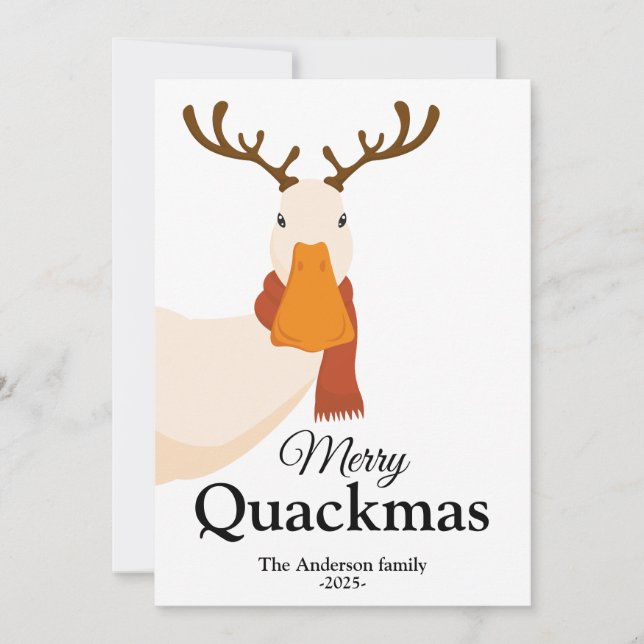 Cartão De Festividades Engraçado Pato de Natal veste Deer Antlers (Frente)