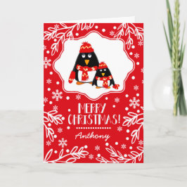 Cartão De Festividades Engraçado Pinguins Personalizado Natal