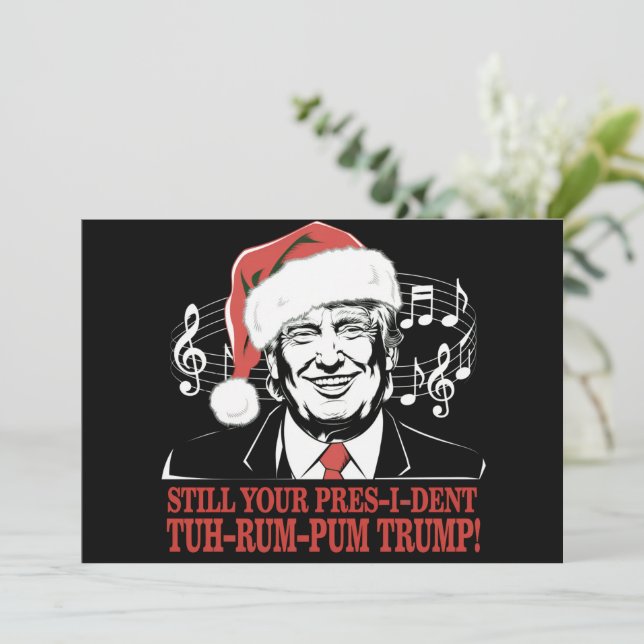 Cartão De Festividades Engraçado Presidente Trump Pajamas Ugly Xmas (Em pé/Frente)