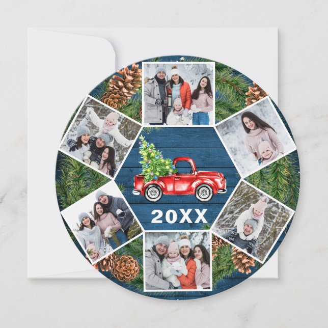 Cartão De Festividades Engraçado Que Caminhão Vermelho de Natal 6 FOTO (Frente)