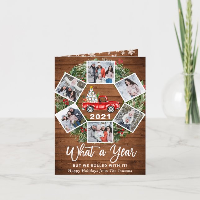 Cartão De Festividades Engraçado Que Caminhão Vermelho de Natal 6 FOTO (Frente)