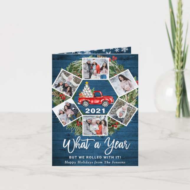 Cartão De Festividades Engraçado Que Caminhão Vermelho de Natal 6 FOTO (Frente)