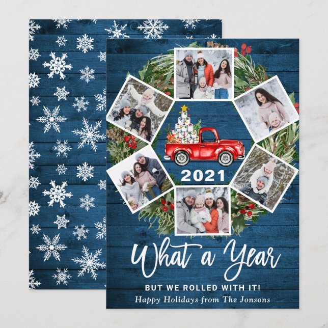 Cartão De Festividades Engraçado Que Caminhão Vermelho de Natal 6 FOTO (Frente/Verso)