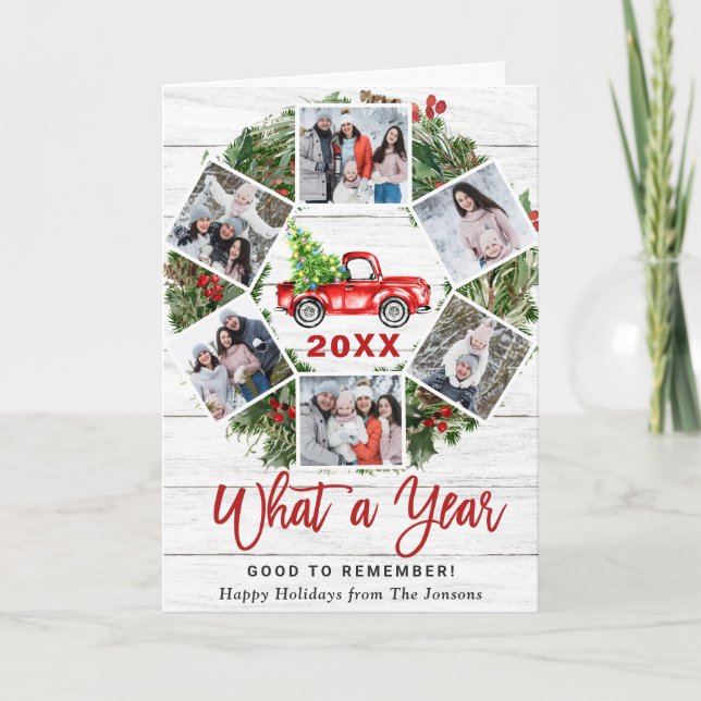 Cartão De Festividades Engraçado Que Caminhão Vermelho de Natal 6 FOTO (Frente)