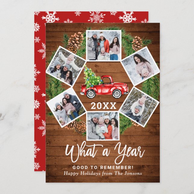 Cartão De Festividades Engraçado Que Caminhão Vermelho de Natal 6 FOTO (Frente/Verso)