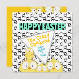 Cartão De Festividades Engraçado Quirky "Felz pascoa You Crazy Chickens" 